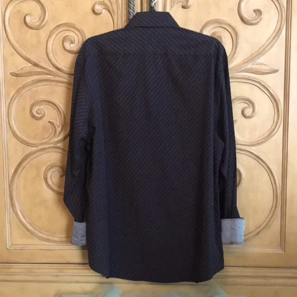 Ziggurat Mens Dress Shirt Black Black & White - Picture 3 of 9